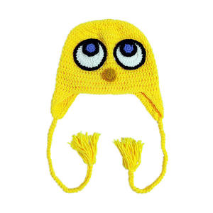 SOLPOP Chapeau de poulet jaune au crochet fait main, bonnet tricoté <span class=keywords><strong>pour</strong></span> costume d'oiseau avec yeux 3D réalistes, accessoire amusant - Product Image 3