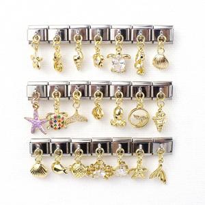 Bracelet pendentif de style italien, série Golden Ocean, diamant, tendance, géométrique, chaîne en acier inoxydable, zircon, assemblage personnalisé - Product Image 1