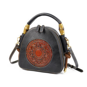 Sacs à main en cuir véritable Andong, sac à main rétro en cuir de vachette pour femmes, sac à bandoulière embossé, sacs vintage pour femmes - Product Image 5
