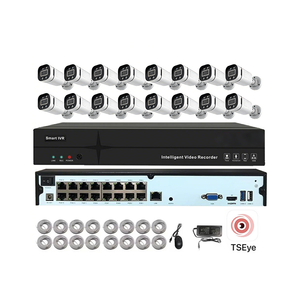 Kit de Cámara de Seguridad CCTV Inteligente para Exteriores, 16 Canales, Sensor CMOS de 8MP, Micrófono Incorporado, Detección de Movimiento, Visión Nocturna a Todo Color, NVR - Product Image 1