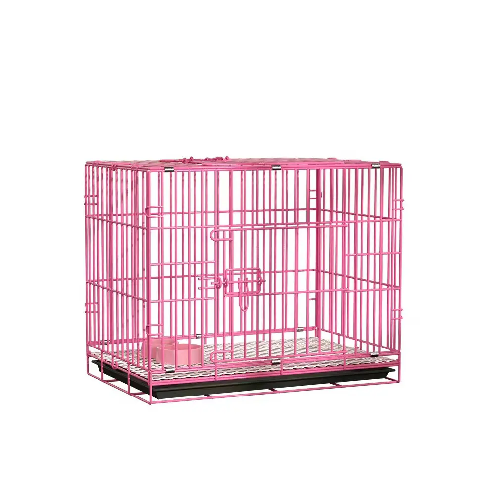 Wholesale Foldable Dog Cage Metal Pet Crates Cage Single Door Pet Wire Transport Cage With Optional Skylight