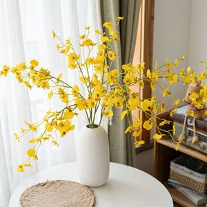 Fleur artificielle Orchidée Danseuse Jaune à branche unique pour décoration de mariage, style INS, transfrontalier - Product Image 1