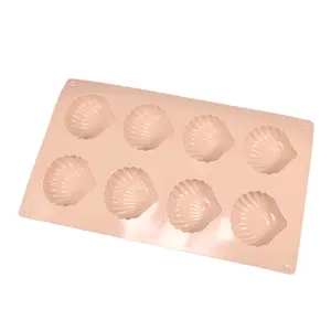 Fournisseurs de conception écologique Moule à chocolat en forme de coquille à 8 cavités Moule en silicone pour gâteau