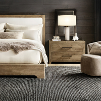 NIGHTSTAND RH DAVOS Kayu Oak Alami Terpasang Gagang Elegan Modern Ramah Apartemen Ramah Lingkungan Penyimpanan Kamar Tidur