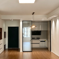 Porte coulissante à fermeture douce Aomeja, minimaliste, en aluminium, avec rail dissimulé, isolation acoustique, porte en verre pour villa, gain de place