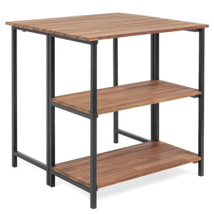 Table d'appoint en fer forgé minimaliste moderne, style américain, en acier et bois, avec rangement, carrée, pour l'approvisionnement transfrontalier - Product Image 4