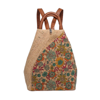 Sac à dos en cuir de liège style bohème chic pour femme, design naturel imperméable pour la plage et les voyages