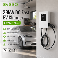 EVEGO Nouvelle station de recharge rapide murale DC 28 kW pour véhicules électriques, compatible OCPP 2.0.1, avec lecteur de carte RFID, CCS2, GBT, certifiée ETL, 240V