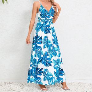 Wholesale OEM Custom Logo Floral Maxi <b>Dress</b> for Women Bodycon Elegant Casual Natural Waistline 100% Polyester - Product Image 2