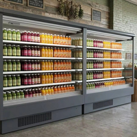 Réfrigérateur commercial vertical à rideau d'air, 5 niveaux réglables, étagères ouvertes, pour boissons et produits laitiers