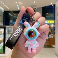 Porte-clés en peluche mignon de dessin animé, lapin et ours, avec pendentif en caoutchouc, cadeau idéal