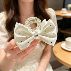 French polka dot <b>bow</b> hair <b>clip</b>, sweet and girly pearl heart style, fashionable and versatile side <b>clip</b>, new princess hair - Product Image 2