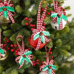 Christmas Tree Festive Decorations New Year's Bow Bell Ornaments with <b>Battery</b> Power Window Display Wind Chimes - Product Image 3