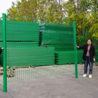 Panneaux de clôture en treillis métallique soudés 3D enduits Clôture de jardin en fer métallique en PVC agricole haute performance Clôture de sécurité 100 ensembles