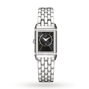Montre à quartz rectangulaire élégante avec logo personnalisé, boîtier en acier inoxydable, bracelet en cuir bleu, lunette sertie de diamants, cadran analogique avec chiffres romains - Product Image 2