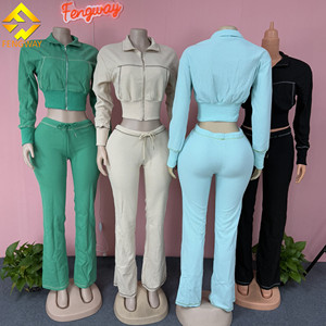 Nouvelle Collection Automne <span class=keywords><strong>Hiver</strong></span> 2026 Femme : Ensemble 2 Pièces Tendance – Veste Sweat-shirt Gaufrée Zippée et Pantalon Coordonné - Product Image 2