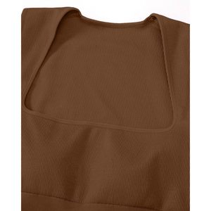 Mono de una pieza acanalado para mujer, sin mangas, con cuello cuadrado, cintura alta, estilo bodycon, informal, para primavera y verano - Product Image 6