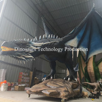Modèle d'animatronique de dragon bleu glacé mythique à vendre, grand modèle sur le thème des animaux pour parc à thème