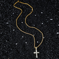 Collier chaîne en alliage avec pendentif croix plaqué or et zircon incrusté 4MM, style Hip Hop, pour hommes et femmes, cadeau, nouvelle arrivée