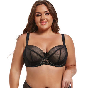 Sujetador Push-Up Negro, Lencería Sexy con Encaje, Talla Grande, para Mujer - Product Image 3