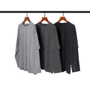 T Shirt da uomo in cotone 100% <span class=keywords><strong>Vintage</strong></span> con logo personalizzato tinta unita all'ingrosso - Product Image 1