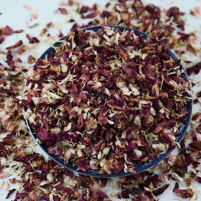 confetti4 Small red rose Feverfew Red plum petals