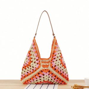 Sac à main d'été en paille pour femme, grand sac fourre-tout tissé tendance pour les vacances - Product Image 3