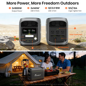 Station d'alimentation portable FOSSIBOT F1800 1024Wh 1800W avec 6 ports de charge rapide, 500W solaire, batterie LiFePO4, alimentation de secours extérieure - Product Image 3