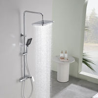 Ensemble de robinetterie de douche en laiton brossé, acier inoxydable et céramique avec jets de massage et de pluie pour hôtels