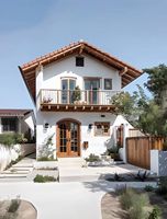 Villa de luxe contemporaine en plein air, deux étages, structure en acier, murs en verre, pour construction de complexe hôtelier utilisant des conteneurs modernes.