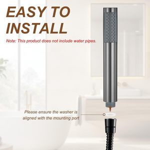 304 Stainless Steel Modern Cylindrical Pressurized Black Handheld Rain <b>Shower</b> Head <b>Hand</b> Spray for Bathroom Wall Mounting 3-Year - Product Image 4