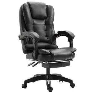 Silla de oficina sencilla de masaje reclinable, silla de ordenador giratoria de cuero para estudio, silla de almuerzo para personal de empresa