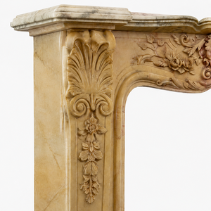 Chimenea Tradicional de Mármol con Tallado Ornamental, Piedra de Jade Dorada, para Interiores, con Leña, para Comedor - Product Image 4