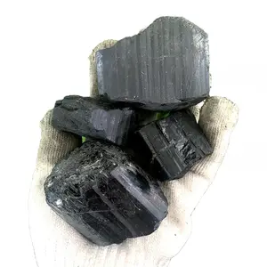 Wholesale jet healing stone Natural quartz raw crystals black tourmaline Mineral Specimen