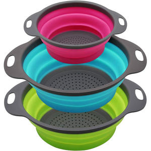 Juego de coladores y escurridores de silicona plegables al por mayor para verduras, frutas, pasta y cesta de drenaje de cocina, diseño redondo plegable - Product Image 1