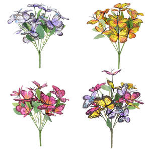 Ramo de Mariposas, Flores Artificiales de Seda, <span class=keywords><strong>Planta</strong></span> de Hierba, <span class=keywords><strong>Iris</strong></span> Simulado, Decoración para Cumpleaños y Bodas - Product Image 1