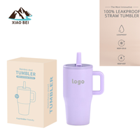 Gobelet isotherme personnalisé de 20 oz, tasse à café/eau en acier inoxydable de 20 oz pour enfants avec poignée, paille rabattable et couvercle