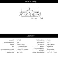 T-MOTOR MF1503 Baling-Baling Drone Lipat Polimer CW CCW Umur Pakai Lebih Lama, Aksesori Pengganti Drone UAV Daya Tahan Tinggi