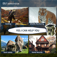 Caméra de chasse infrarouge solaire SENSVISION personnalisable à longue autonomie pour la faune, avec panneau solaire, WiFi intelligent, 4K CMOS, IP66