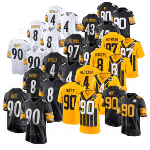 เมืองพิตส์เบิร์กใหม่ ปี 2026 # 90 วัตต์ # 43 โพลามาลู 4 # เมตคาล์ฟ 8 #   เสื้อฟุตบอลคุณภาพเยี่ยมของโรเจอร์ส อเมริกา พร้อมโลโก้ - Product Image 1