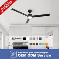 Ventilador de Techo Inteligente 1stshine de 60 Pulgadas con Luz LED, Control por Wifi y Voz, Compatible con Aplicaciones, Venta al Por Mayor