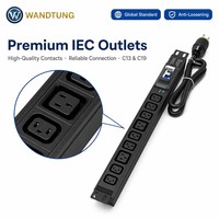 PDU personnalisé 19'' 1U 8 voies intelligent avec interrupteur, unité de distribution d'alimentation pour armoire, prise IEC C14 C20