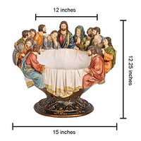 Custom Religieuze Decoratieve Jezus Apostelen Sculptuur Keukengereedschap Ronde Fruit Salade Serveerschaal Laatste Avondmaal Fruit Bowls