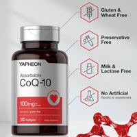 Gélules de CoQ10 absorbables OEM, 120 unités, 100 mg par dose, avec extrait de poivre noir, complément alimentaire quotidien pour l'énergie cellulaire et antioxydant