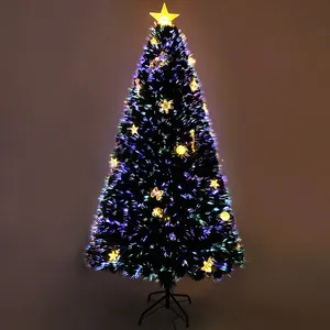 Árvore de natal artificial 1.5-10ft, luxuosa, decoração de pvc, árvore de natal, led, fibra óptica, decoração