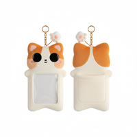 Porte-cartes en peluche chaton Kawaii personnalisé en gros pour sac à dos, pendentif de rangement pour cartes