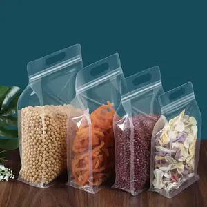 Custom Stand Up Flat Bottom Bag Waterproof Flat Bottom Snack Nuts Packaging Bag 8-Side Sealing Bag