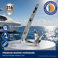Ancre marine en acier inoxydable 316, ancre à griffes de 5 kg, pour ancrage de bateaux, kayaks, bateaux pneumatiques, yachts, accessoires de quincaillerie marine