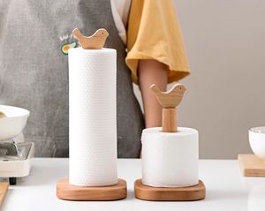 Nuevo toallero de papel de pie cocina Metal y madera simplemente organizador de rasgaduras rollo toallero de papel de madera - Product Image 6