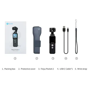 JHD FeiyuTech Feiyu <span class=keywords><strong>Pocket</strong></span> <span class=keywords><strong>2</strong></span> Handheld 3-Axis Gimbal Estabilizado Video Action <span class=keywords><strong>Camera</strong></span> 130 ° View 12MP Photo 4X Zoom Micrófono impermeable - Product Image 6